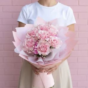 💐 Pastel Dream Bouquet with Pink Roses 🌸✨