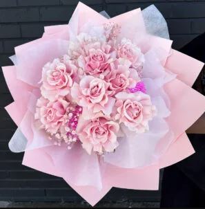 💐 Pastel Dream Bouquet with Pink Roses 🌸✨